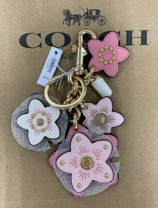 楽天市場 コーチ Coach ワイルドフラワー クラスター バッグ チャーム キーリング キーホルダー ピンク 花 レザー 日本在庫 即発送 達人のギフト屋さん