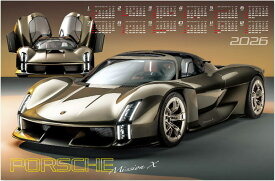 カレンダー　2026　特大サイズ　ポルシェ ミッションX　不織布カレンダー　2026年カレンダー 　令和8年カレンダー　スポーツカー 車　ポスターカレンダー