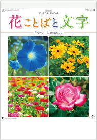 カレンダー 2026 壁掛け 花ことばと文字　大判サイズ　 壁掛け　見やすい　大きいサイズのカレンダー　令和8年　2026年カレンダー 壁掛けカレンダー　大きいサイズ　数字が見やすいカレンダー