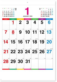 カレンダー 2024 壁掛け シンプル　見やすい　カラーラインメモ　カレンダー　2024年カレンダー　12カ月文字　文字月表　令和6年　カレンダー 2024 壁掛け