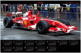 カレンダー　グランプリレースカレンダー Formula-1 第16戦チャイニーズGPのワンシーン　不織布カレンダー　特大サイズ　2025年カレンダー 　令和7年カレンダー　レーシングカー　車