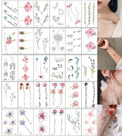 【1枚おまけ付】30枚セット タトゥーシール かわいい 花 月 鹿 おしゃれ コスプレアイテム フェイクタト…