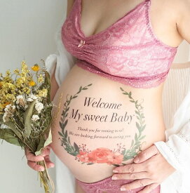 【練習用シール付】 マタニティフォト ベリーペイント シール マタニティシール お腹 タトゥーシール ベビー プレゼント 記念 思い出 贈り物 可愛い 写真 シンプル メモリアル 成長記録 SNS映え フォトブック用 妊婦さん向け おしゃれ 送料無料 ポスト投函 I