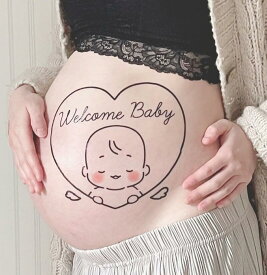 【練習用シール付】 マタニティフォト マタニティシール タトゥーシール ベリーペイント セルフ かわいい おしゃれ プレゼント ハート マーク 写真 シンプル メモリアル 成長記録 SNS映え フォトブック用 妊婦さん向け 送料無料 ポスト投函 ZT