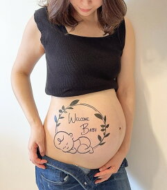 【練習用シール付】 マタニティフォト マタニティシール タトゥーシール ベリーペイント セルフ かわいい おしゃれ プレゼント写真 シンプル メモリアル 可愛い 成長記録 SNS映え フォトブック用 妊婦さん向け 送料無料 ZR