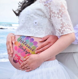 【練習用シール付】 マタニティフォト ベリーペイントシール マタニティシール タトゥーシール 風船 気球 かわいい プレゼント マタニティシール セルフフォト ママ パパ 写真 シンプル メモリアル 成長記録 SNS映え フォトブック用 妊婦さん向け おしゃれ 送料無料 ZJ