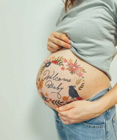 【練習用シール付】 マタニティフォト ベリーペイントシール ボディペイントシール タトゥーシール 親子 かわいい プレゼント マタニティシール 妊婦 セルフ フォト 写真 シンプル メモリアル 成長記録 SNS映え フォトブック用 妊婦さん向け おしゃれ 送料無料 ポスト投函 ZG