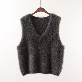 【メーカー希望小売価格5980円→2480円】ファーベスト レディース vネック チョッキ 重ね着 ベスト ボアベスト 無地 ジレー スクールベスト レイヤード ふわふわ 暖かい プルオーバー 防寒 保温
