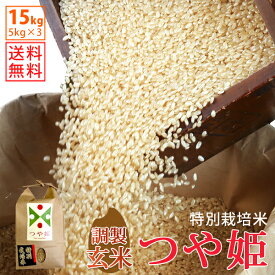 【玄米】令和5年山形県産特別栽培米つや姫 15kg(5kg×3)【自社精米工場直送】【送料無料】