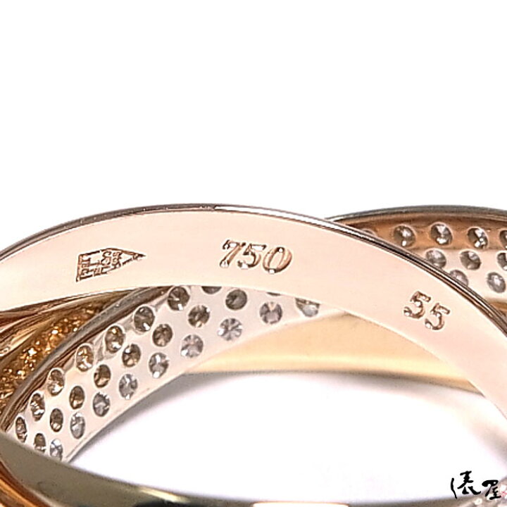 楽天市場】【極美品】カルティエ K18 トリニティ ダイヤリング #55【3 