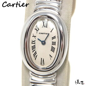 【極美品】カルティエ ミニベニュワール K18WG【メンテナンス済】ホワイトゴールド レディース 腕時計 【送料無料】 Cartier Baignoire 時計 中古