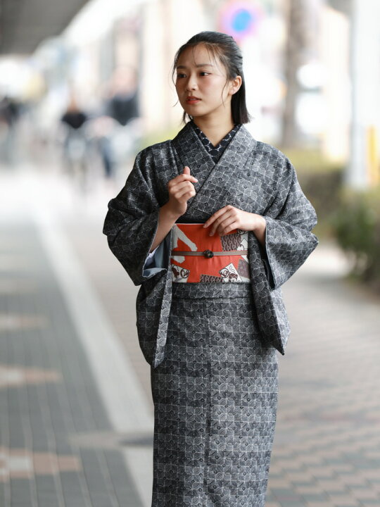楽天市場】洗える 着物 袷 2点 セット ワンタッチ 京袋帯 簡単 作り帯 