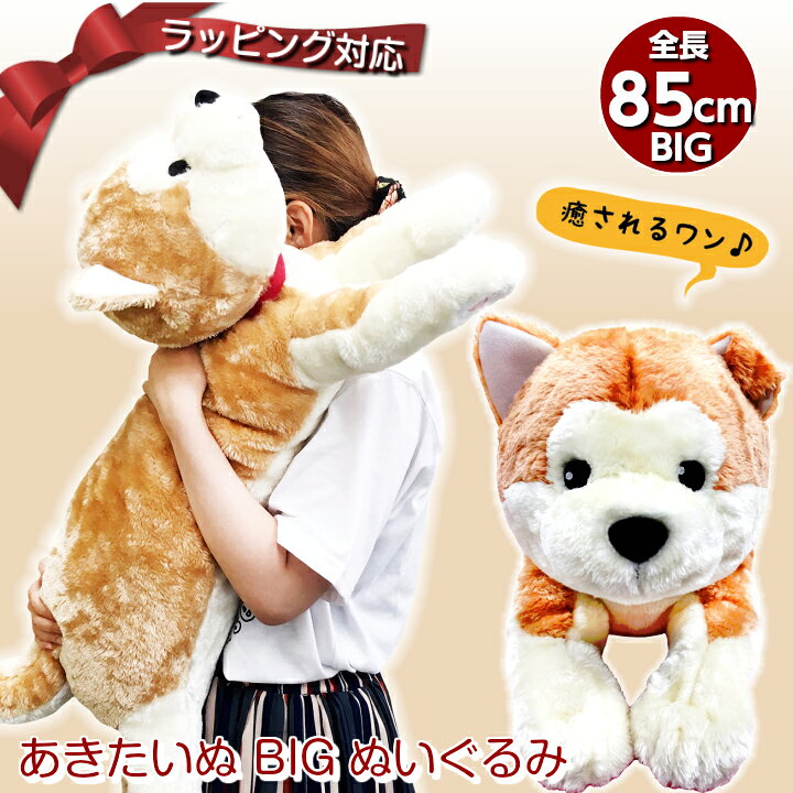 楽天市場 にゃん屋 ギフトラッピング承り中 秋田いぬのちくわ ごろ寝ぬいぐるみ 約85cm秋田犬 犬 柴犬 いぬ イヌ わん太 ぬいぐるみ 抱き枕 添い寝 特大 大きい かわいい ビッグ 送料無料 おもちゃ 子供 ベッド 誕生日 新生活 プレゼント 名入れ制作室