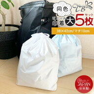 名前も書ける ビニール巾着 大 5枚セット（同色）ビニールバッグ ポリ袋 カラー 仕分け袋 巾着 袋 厚手 …
