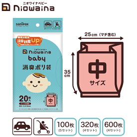 ニオワイナ消臭袋 ニオワイナベビー【100枚/320枚/600枚】ニオワイナ 日本サニパック 消臭袋 ゴミ袋 オムツ 汚物 小さめ ピンク色 半透明 防臭袋 エチケット袋 汚れ物入れ 生ゴミ 犬 猫 ペット 子ども 赤ちゃん 幼児 車 旅行 まとめ買い