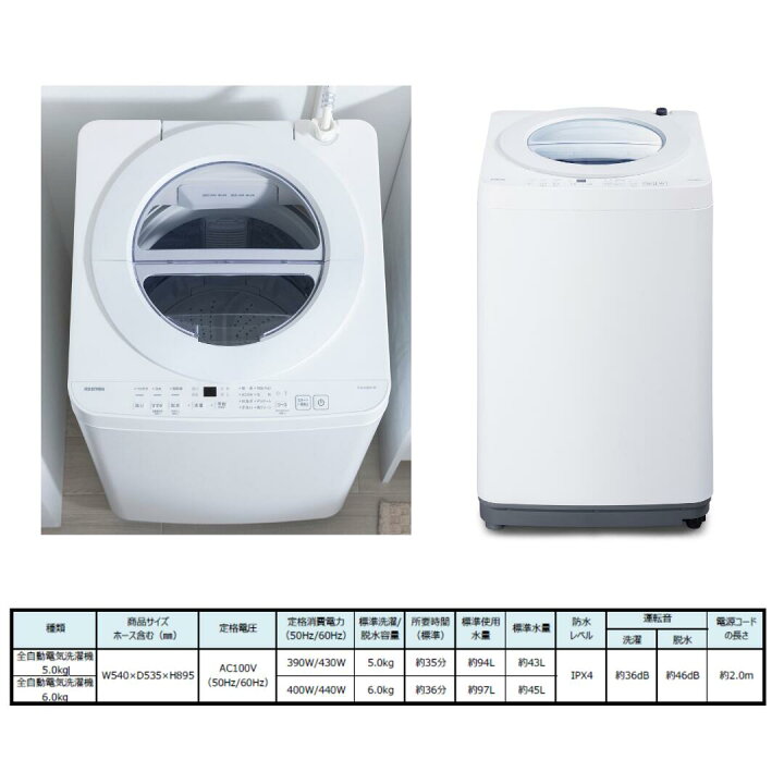 楽天市場】アイリスオーヤマ 5kg洗濯機 6kg洗濯機 ITW-50B01-W ITW 