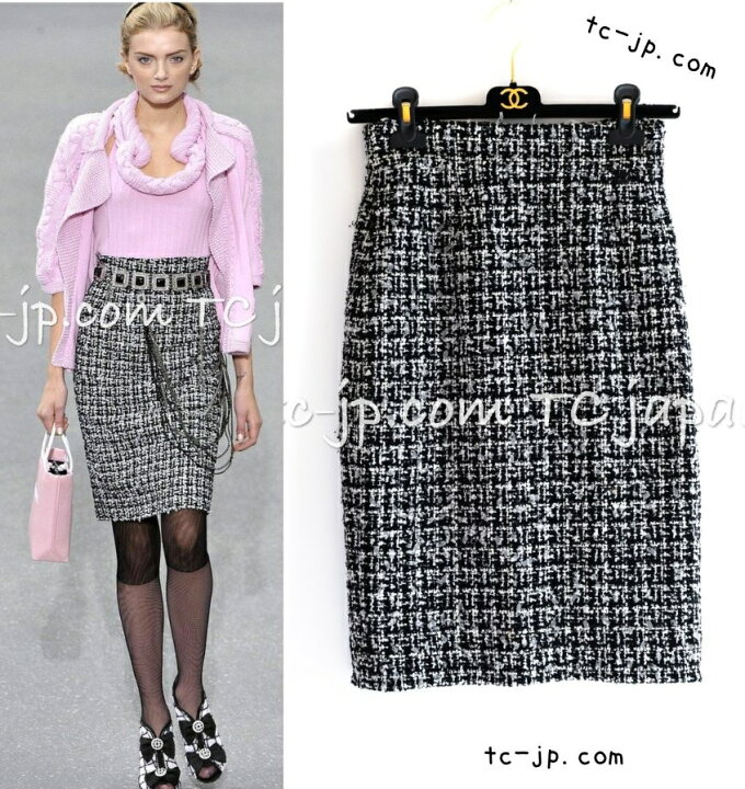 楽天市場】[中古] シャネル スカート CHANEL ブラック ホワイト ウール  