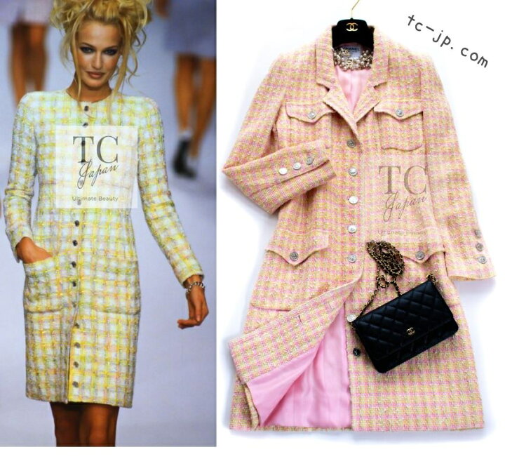 楽天市場】[中古] シャネル コート CHANEL ピンク イエロー マルチ  