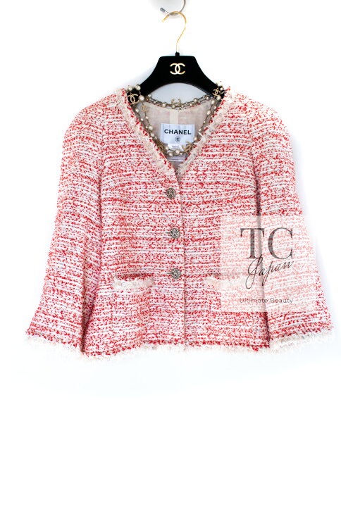 楽天市場】[中古] シャネル ジャケット CHANEL レッド ホワイト  