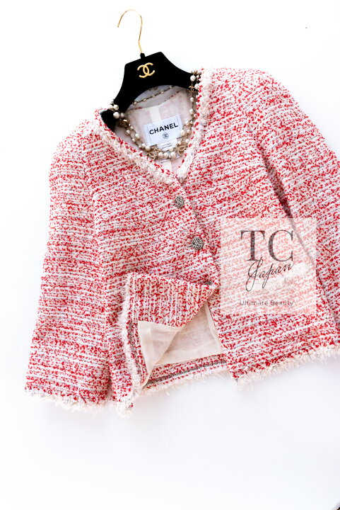 楽天市場】[中古] シャネル ジャケット CHANEL レッド ホワイト  