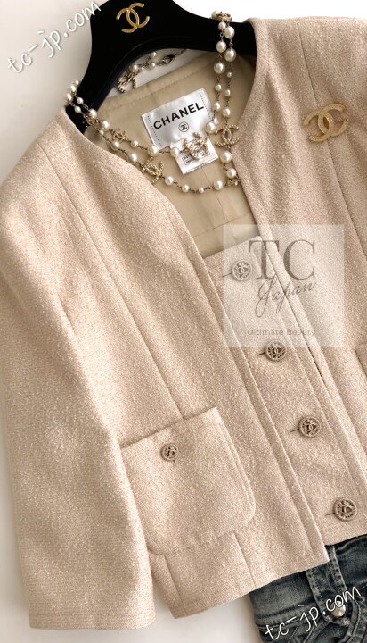 楽天市場】[中古] シャネル ジャケット CHANEL ベージュ クロップド 