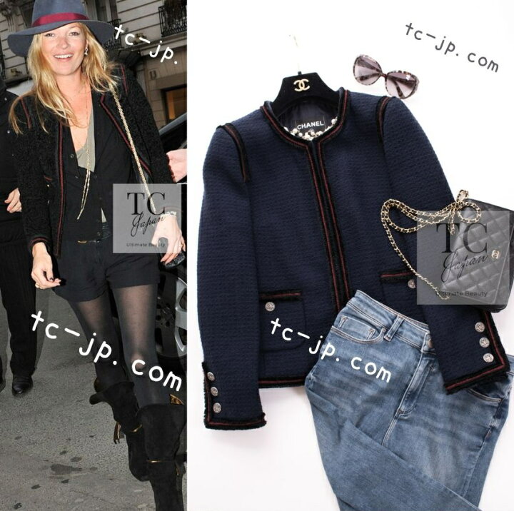 楽天市場】[中古] シャネル ジャケット CHANEL ネイビー ブラック  