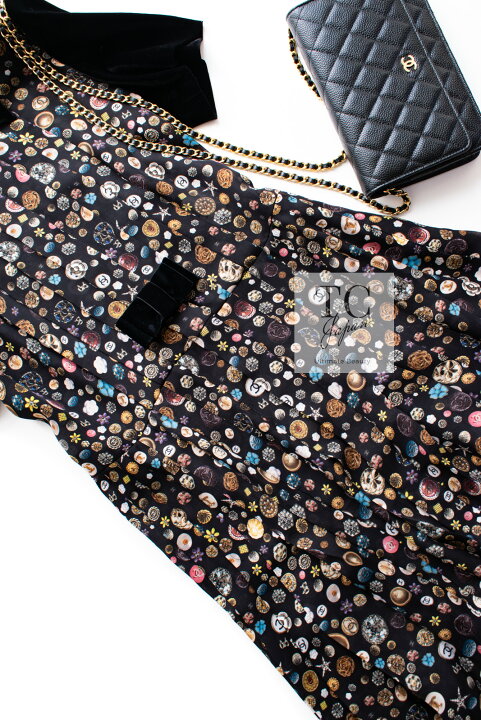 楽天市場】[中古] シャネル ワンピース CHANEL シルク CC ボタン  