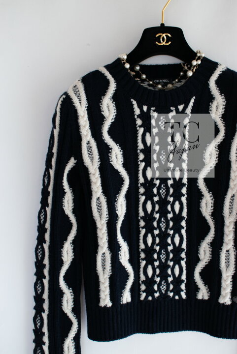 楽天市場】[中古] シャネル セーター CHANEL ネイビー アイボリー  