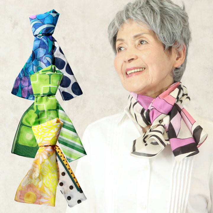 楽天市場 シルクコットン Cocowaku レトロ プリント スカーフ シニアファッション 70代 80代 60代 ハイミセス 女性 婦人服 お年寄り高齢者 衣料 送料無料 ｔｃマート シニアファッション