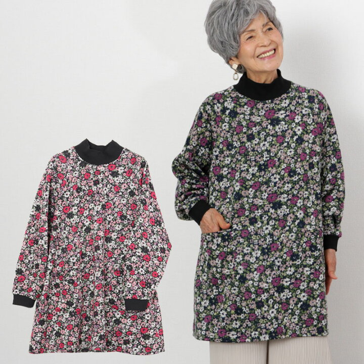 楽天市場 シニアファッション レディース 80代 70代 60代 90代 秋冬 裏起毛 花柄 プルオーバー チュニック おばあちゃん 服 婦人服 女性 ミセス 祖母 お年寄り 老人 高齢者 プレゼント 実用的 敬老の日 プレゼント ギフト ｔｃマート シニアファッション