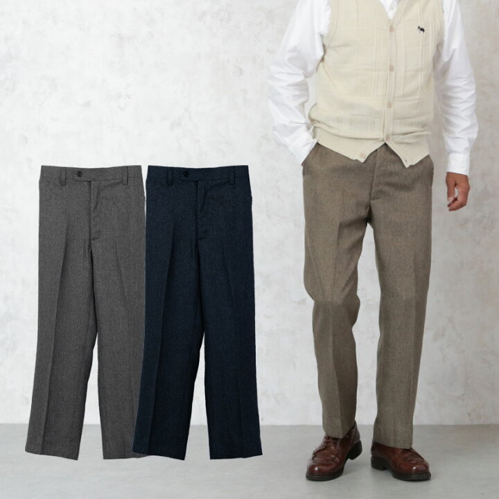 楽天市場 スラックス シニア 高齢者 ズボン ファッション メンズ 紳士服 80代 70代 60代 男性 おじいちゃん 誕生日 父 祖父 ヘリンボン柄 後ろゴム スラックス 春秋用 股下66cm 取寄せ品 父の日 プレゼント 実用的 ｔｃマート シニアファッション