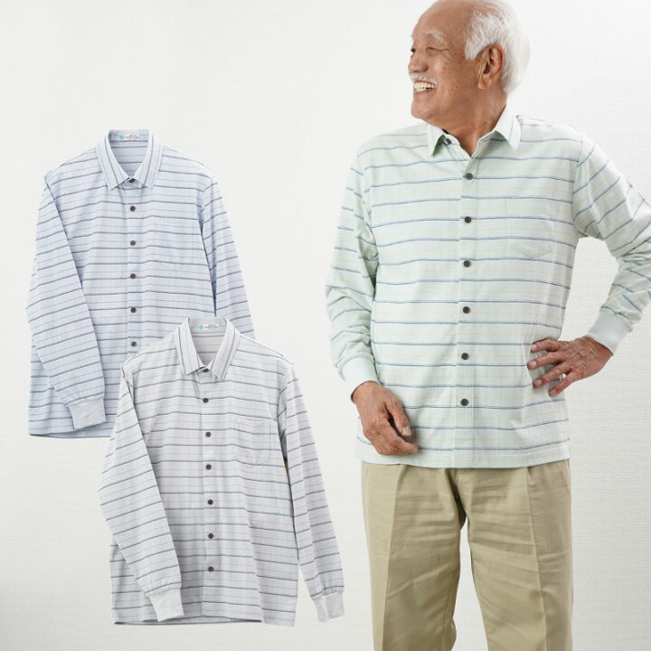 楽天市場 シニアファッション メンズ 80代 70代 60代 90代 春夏麻混チェック柄 スナップボタン夏長袖ニットシャツ おじいちゃん 服 紳士服 男性 祖父 お年寄り 老人 高齢者 父の日 プレゼント 実用的 ｔｃマート シニアファッション