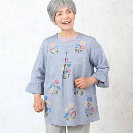 楽天市場 シニアファッション 80代 柄刺繍 シャツ ブラウス トップス レディースファッションの通販