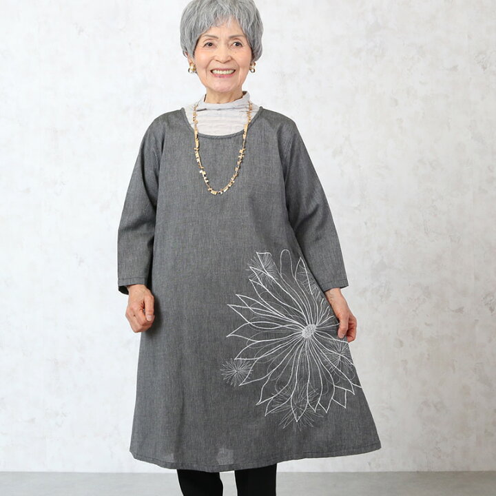楽天市場 七分袖花刺繍ワンピース シニアファッション レディース 70代 80代 春夏 高齢者 服 おばあちゃん 誕生日 ミセス 女性 婦人 プレゼント 実用的 ｔｃマート シニアファッション