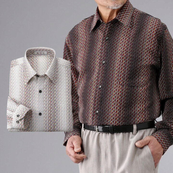 楽天市場 日本製 京染め サッカー プリント 長袖 シャツ シニアファッション 70代 80代 60代 ファッション 春 夏 紳士 メンズ おじいちゃん 服 お年寄り 高齢者 ギフト 父の日 プレゼント 実用的 ｔｃマート シニアファッション