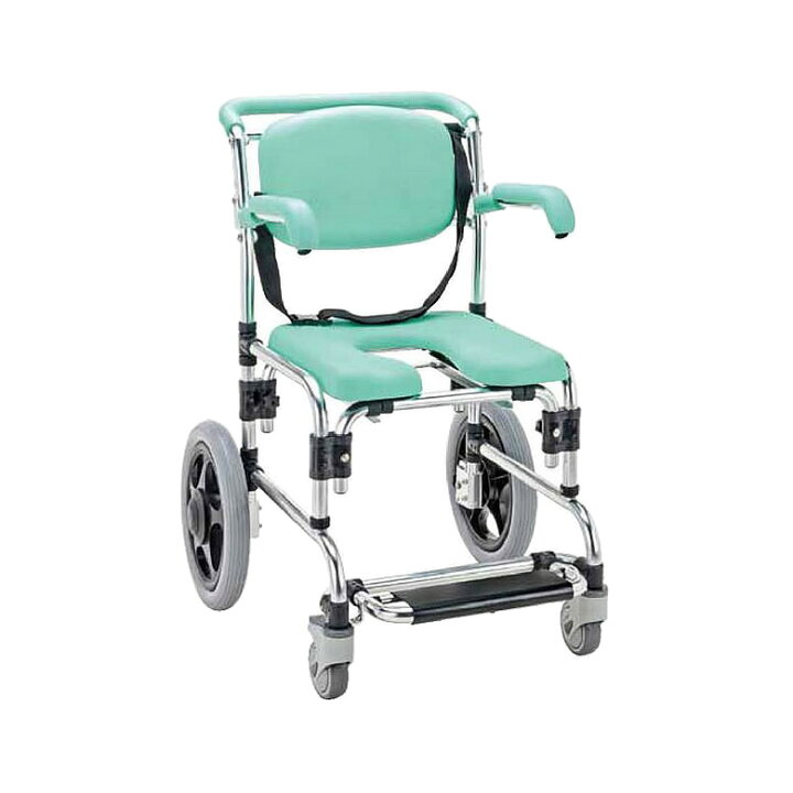 楽天市場】入浴用車椅子シャワーキャリーグリーン（肘掛跳ね上げ式  