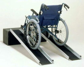 車椅子 スロープ ・車椅子用段差解消スロープ ポータブルワイドアルミスロープ/2本1組[90cm] (車いす 車イス 玄関用 階段用)