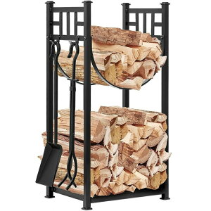 【10%OFFクーポン配布中!】薪棚 薪ラック スチール キャンプ 焚き火 ログホルダー 室内用 小さい薪置き ログラック 薪の保管 屋外 オープンシェルフ ストーブ 通気 乾燥 耐荷重 簡単組立 薪