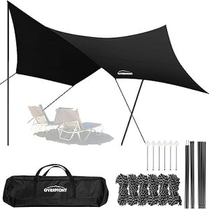 防水タープ 5mx5m ヘキサタープ ポール付き いつかのタープ 3000mm耐水圧 大型 難燃 焚き火可 テントとの取り組み可能 UV加工済 遮熱 遮光 キャンプ用品 アウトドア 収納袋付き