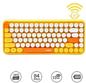【送料無料】ブルートゥースキーボード 308i ワイヤレスキーボード コンパクトキーボード 軽量 Bluetoothキーボード タイプライター (イエロー)