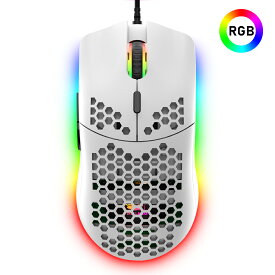 【送料無料】ゲーミングマウス 65g 軽量マウス光学式 RGB 12色LEDライト usb有線 プログラマブルドライバー 6400DPI 7鍵 6段調節可能 ハニカムデザイン PC PS4 スイッチ対応