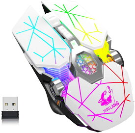 【送料無料】ゲーミングマウス USBワイヤレス接続 スポーツカーデザイン 高精度 7色バックライト 強い耐久性 3速DPI調整可能 ミュート 静音 人間工学 多段階 省エネモード Windows 7/8/10 / XP、Vista 7/8、MacおよLinux対応 コンパクト プレゼント（スターホワイト）