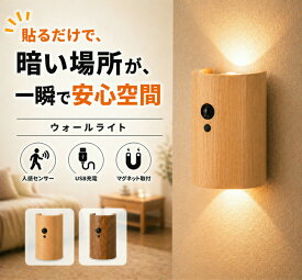 センサーライト 人感センサーライト 薄型センサーライト おしゃれ ウッド ウォールライト 木製 木 室内 屋内 フットライト 玄関 USB充電式 LED 照明 廊下 階段 LEDライト 屋内 小型 1個 2個 4個 8個