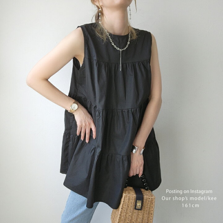 楽天市場】ティアードチュニック チュニック ノースリーブ ブラウス  