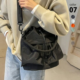 ショルダーバッグ レディース バケツバッグ 巾着バッグ ナイロン ブラック ホワイト グレー ブラウン [A4 2WAY 撥水 軽い 肩掛け 斜めがけ かわいい メッセンジャーバッグ ミニバッグ トートバッグ ポケット 軽量 カジュアル 大人 おしゃれ 通勤 通学]