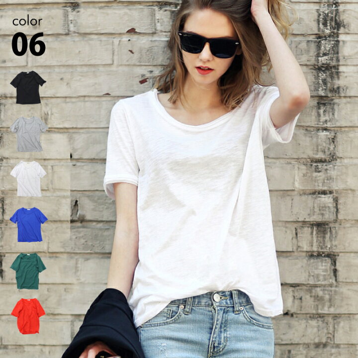 楽天市場 B品訳あり カットオフ スラブtシャツ レディース 綿 春 夏 全7色 S M L Xl Xxl とろみシャツ トップス 切りっぱなし インナー 美ライン 無地カットソー 無地tシャツ 半袖tシャツ シンプルtシャツ ラウンドネック コットン 夏服 セレカジ セレブカジュアル