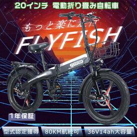 【1年保証】FLYFISH 電動アシスト自転車 折りたたみ 20インチ 電動ファットバイク 電動 公道走行可能 電動折りたたみ自転車 軽量 型式認定 アシスト自転車 折りたたみ 電動マウンテンバイク おしゃれ 免許不要 電動アシスト自転車 街乗り bmx アシスト自転車 20インチ 通勤