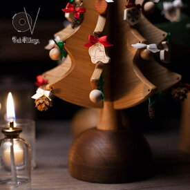 【送料無料】 オルゴールツリー・プチ　ウィ・ウィッシュ・ユー・ア・メリー・クリスマス（ナチュラル） オークヴィレッジ 贈り物 北欧 シンプル グリーン オルゴール クリスマスプレゼント インテリア ギフト おしゃれ 木製 ツリー クリスマス クリスマス飾り プレゼント