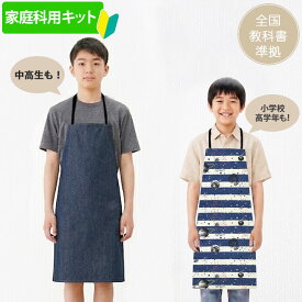 [AM注文で即日出荷]《家庭科教材対応》キッズ エプロン 手作りキット/男の子向け｜小学校 中学校 高校 5年 6年 男子 ボーイズ 子供 子ども 学校指定 授業用 裁縫 ソーイング ハンドメイド セット レシピ 作り方マニュアル付