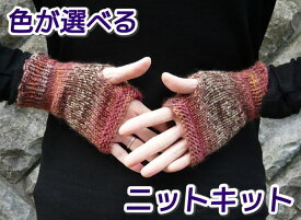 毛糸 メイクメイクで編む簡単指なし手袋 手編みキット 人気キット オリムパス 無料編み図 編み物キット セット ニットキット